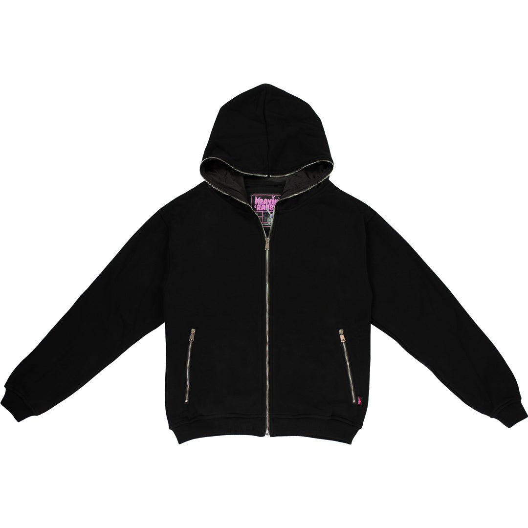 Black Hoodie With Hidden Pockets (Full Zip)