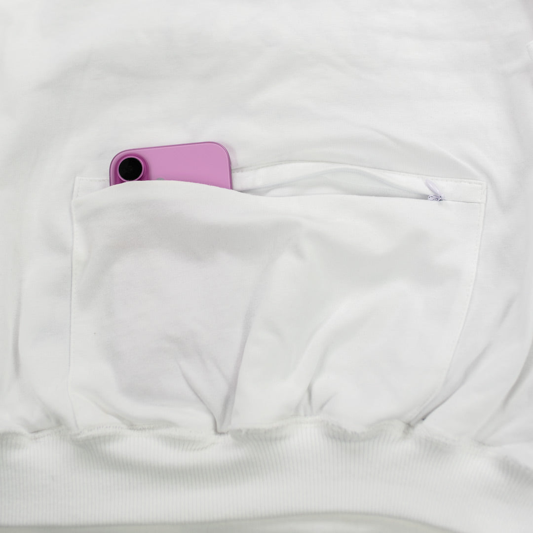 Praying Rabbit Hoodie – White/Lavender