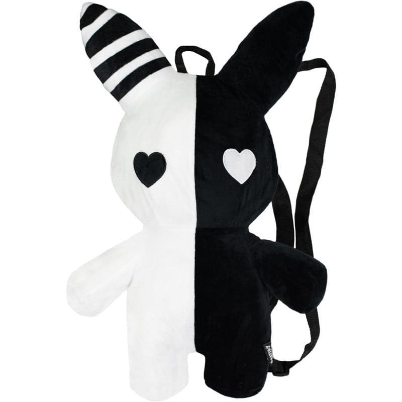 Plush Bunny Backpack Black and White With Heart Eyes – PRAYING RABBIT