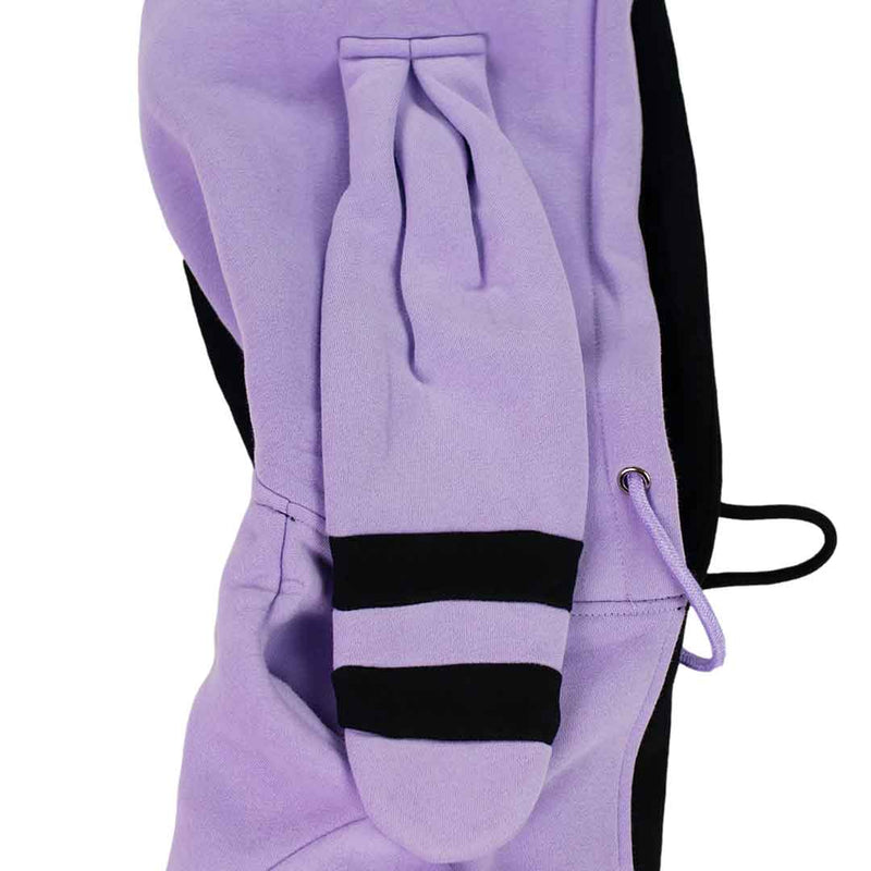 lavender hoodie with bunny ears shown