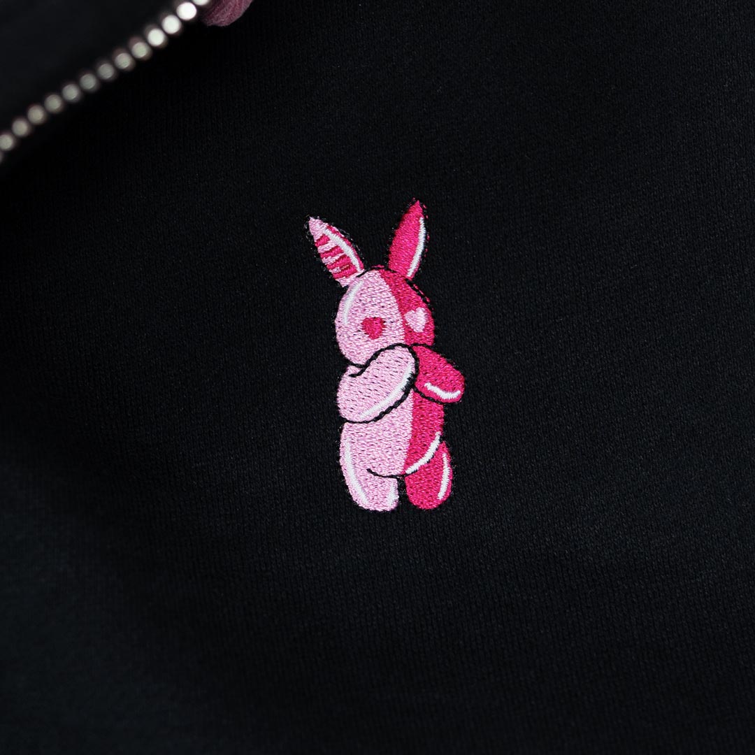 Praying Rabbit Rugby Polo Sweatshirt (PINK/BLACK)