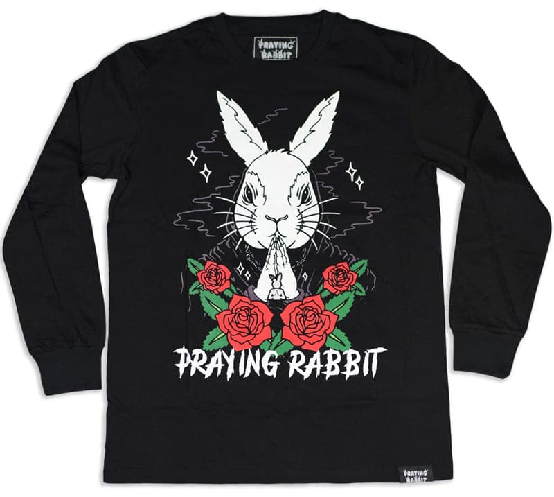praying rabbit long sleeve black
