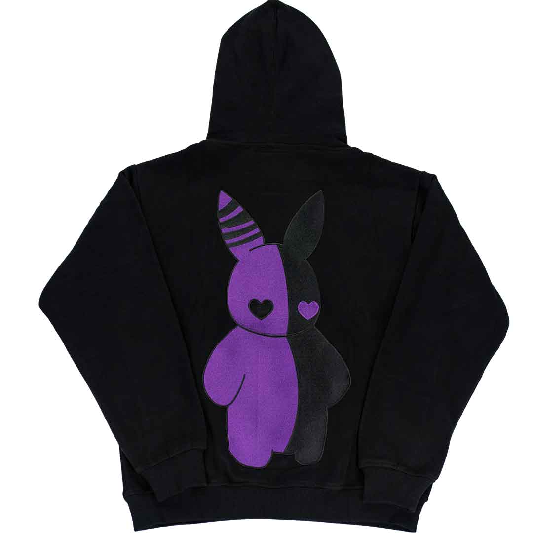 Rabbit Plush Hoodie (Purple Embroidery)