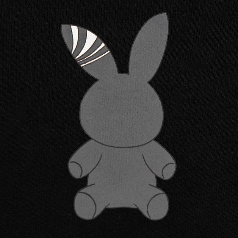 small gray bunny design with stripes on ear