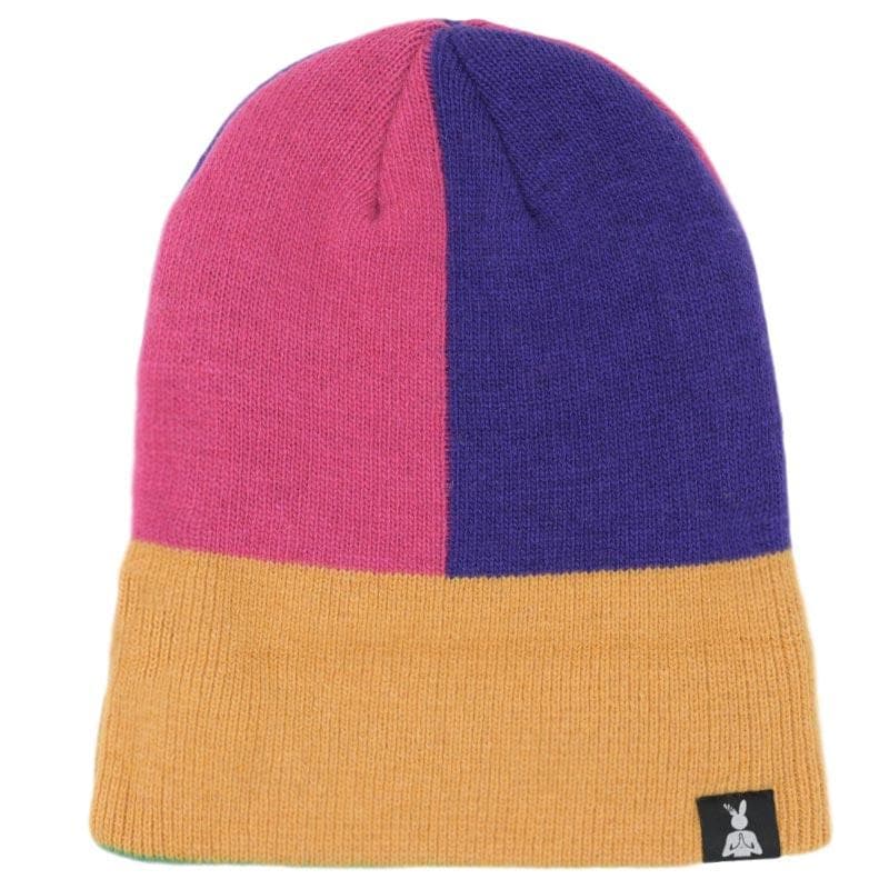 uncuffed retro color block beanie