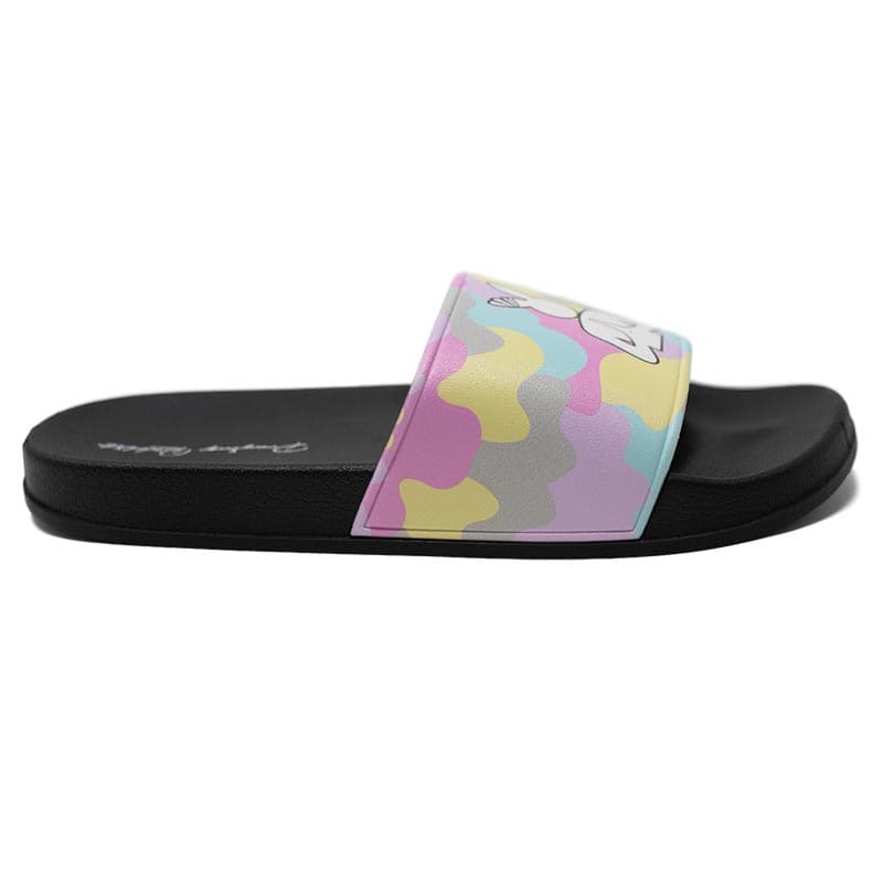 side view of pastel camo slides