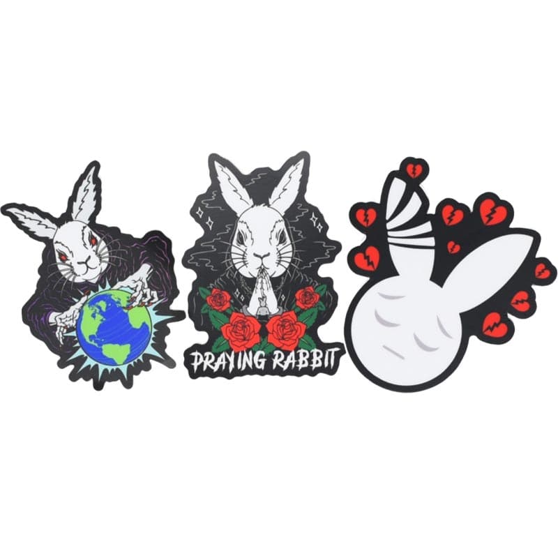 pack 3 praying rabbit stickers